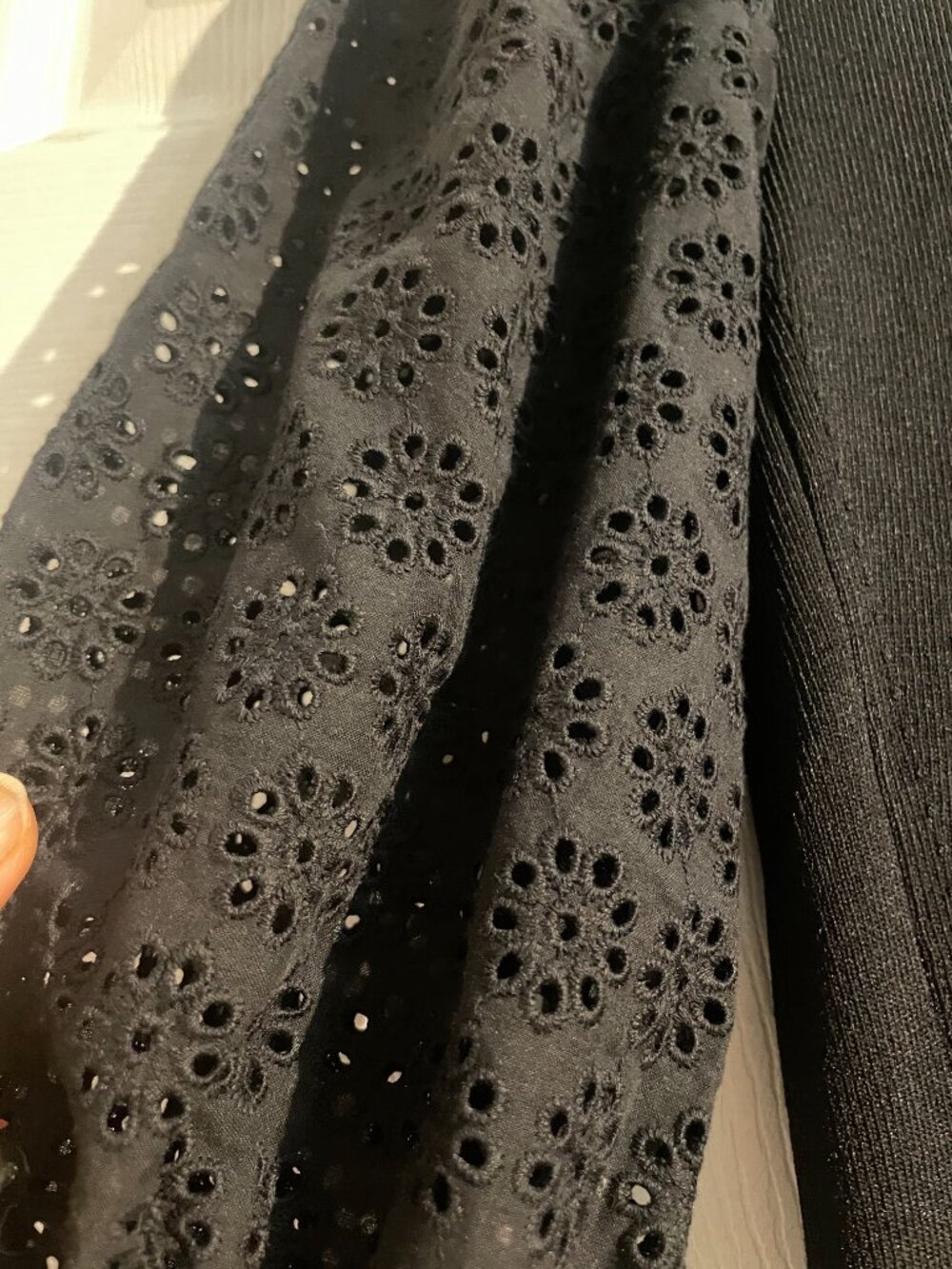 Maje, NEW, Black Knit Dress – Eyelet Puff Sleeve, Parisian Chic, Size 36 (S) - Picture 3 of 8
